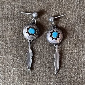 Navajo silver and turquoise earrings.